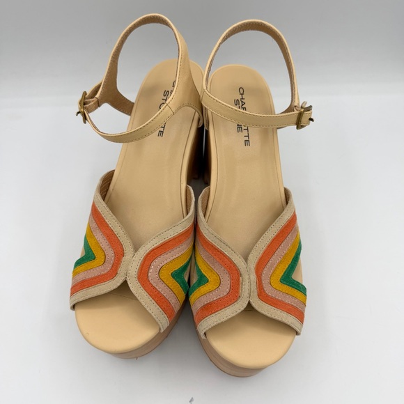 Charolette Stone Donna Multi Retro Platform Sandals with Multicolor Stripes clog - Picture 3 of 8